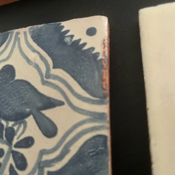 Mexican Hand Painted Terra-Cotta Talavera Vintage Tiles Set of 4 - Picture 6 of 16